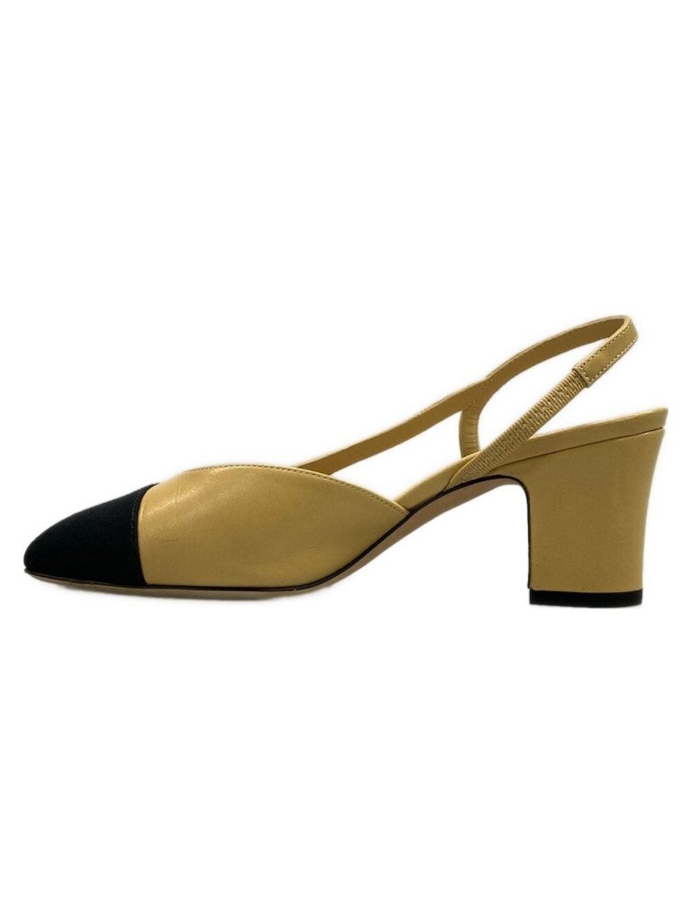 Chanel Sandals 35 C Beige Black Leather - Picture 3 of 13